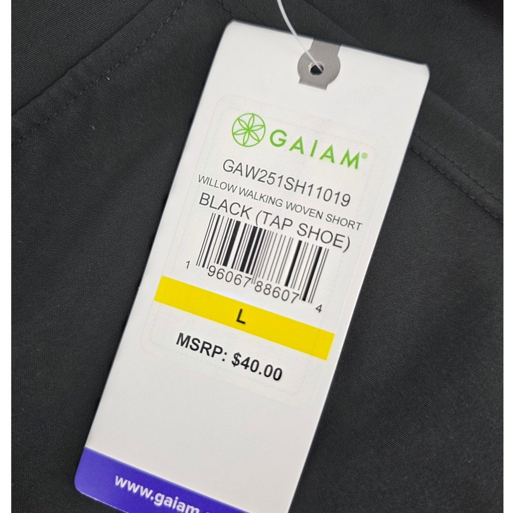 NWT Gaiam Womens Black Shorts Size Large Pull-On 7" Inseam Pockets Lightweight - Picture 5 of 11